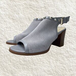 MARC FISHER Parso Studded Heeled Sandals Grey Suede Perforated  Size 5.5